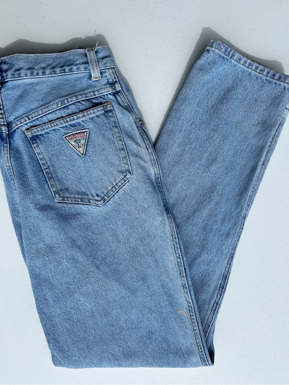 VTG Palmetto's High Rise Mom Jeans Patch Pocket Light Wash Tapered Size 7
